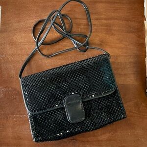 Vintage Whiting & Davis Black Chain Mesh Front Clasp Structured Evening Bag